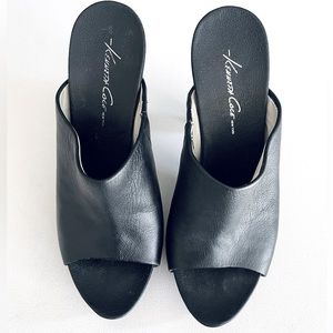 Kenneth Cole Sara Belle Leather and Wood Heels